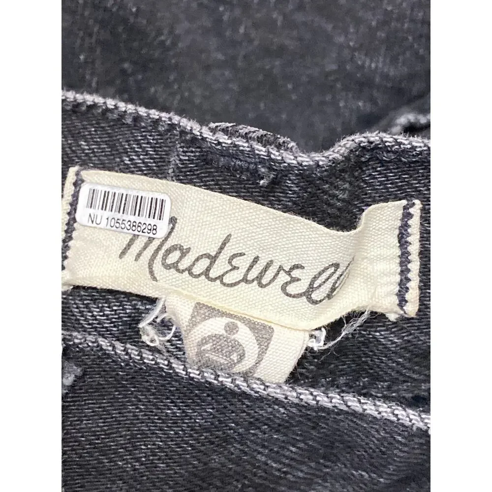 Madewell Baggy Straight Women's Black High Rise Pleated Denim Jeans Size 25